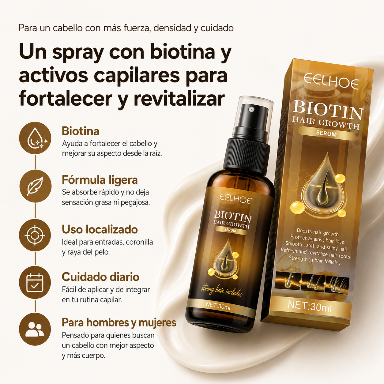 Biotinina™ Spray de Biotina Anticaída